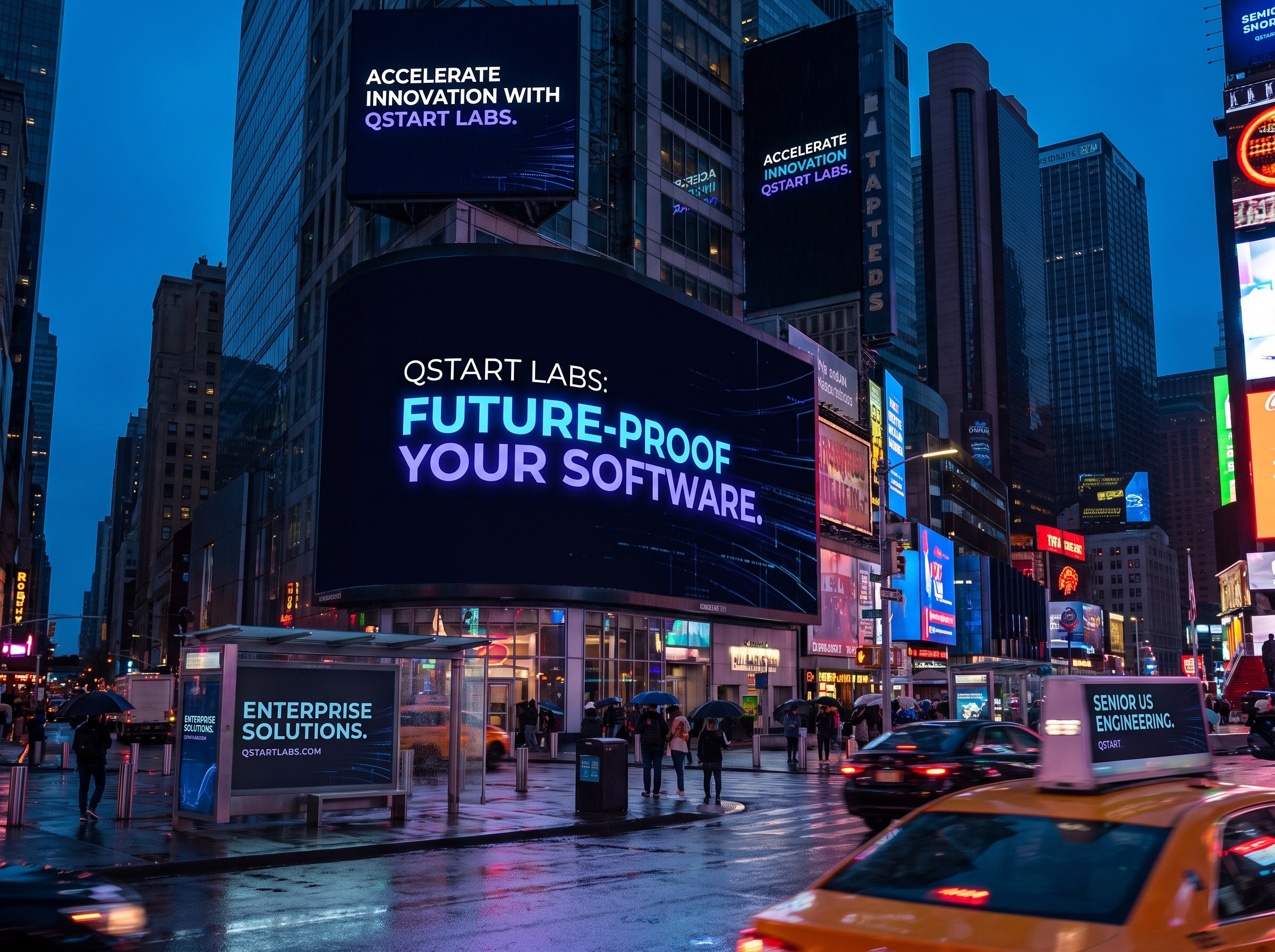 Natural photography of outdoor advertising in action: a vibrant cityscape lit by digital billboards and traditional outdoor advertising displays at blue hour, with a polished marketing and advertising industry aesthetic. Cinematic lighting, shallow depth-of-field, and a premium editorial feel. Photorealistic, high detail, no placeholder text, no logos.